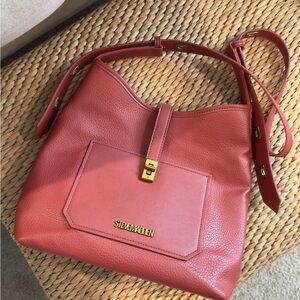 Steve Madden BPayne Hobo Bag | Rust / Coral Pebbled Leather | Gold Hardware
